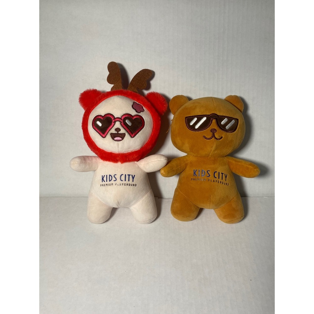 Kids City Premium Playground Plush Bear Set Red Reindeer Hood Sunglasses 2pc